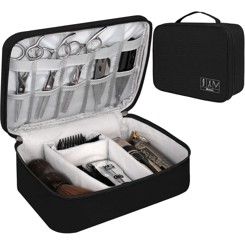 Barber Tools Bag Barber Case Hair Tools Travel Bag Clipper Guard Holder For Clippers And Supplies Hair Cutting Scissors Storage Bag Portable Clipper Storage Holder Organizer For Hair Cutting (Black)