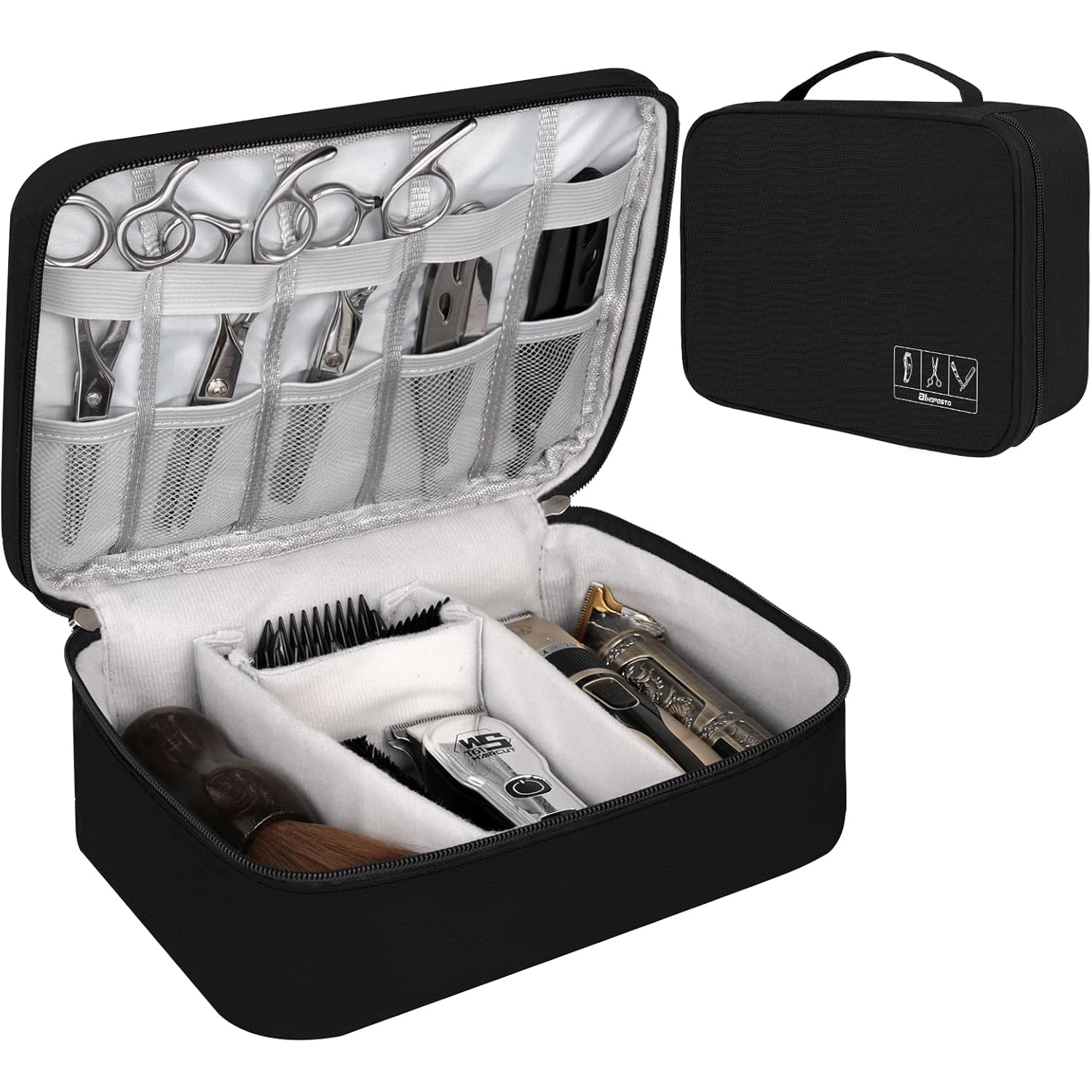 Barber Tools Bag Barber Case Hair Tools Travel Bag Clipper Guard Holder For Clippers And Supplies Hair Cutting Scissors Storage Bag Portable Clipper Storage Holder Organizer For Hair Cutting (Black)