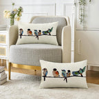 Outdoor Pillow Covers Waterproof 12X20,Outdoor Bird Lumbar Throw Pillow Cases Small Decorative Pillows For Couch Patio Furniture Polyester Linen Teal Blue