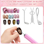 New Pink 3-in-1 Ring Cat Eye Magnet, Cateye Magnet for Nails Magnet Tool Easy to Use for Beginners & Nail Artists Various Creative Patterns Not Easily Damaged