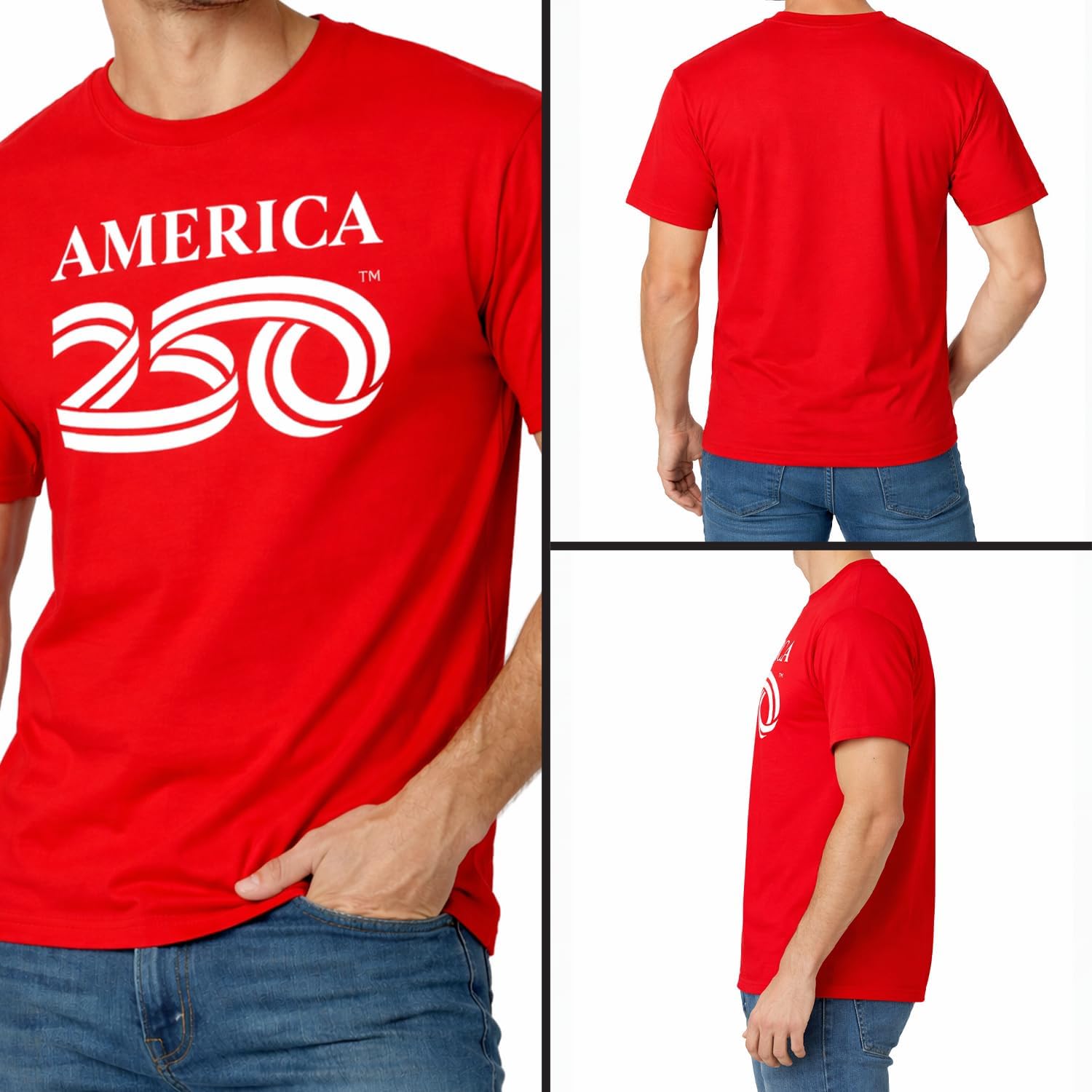 Shirt, Cotton Tee 5.4Oz, Usa 250Th Anniversary Merchandise | Official America 250 Merchandise, Unisex, Crew Neck, Large Logo Design
