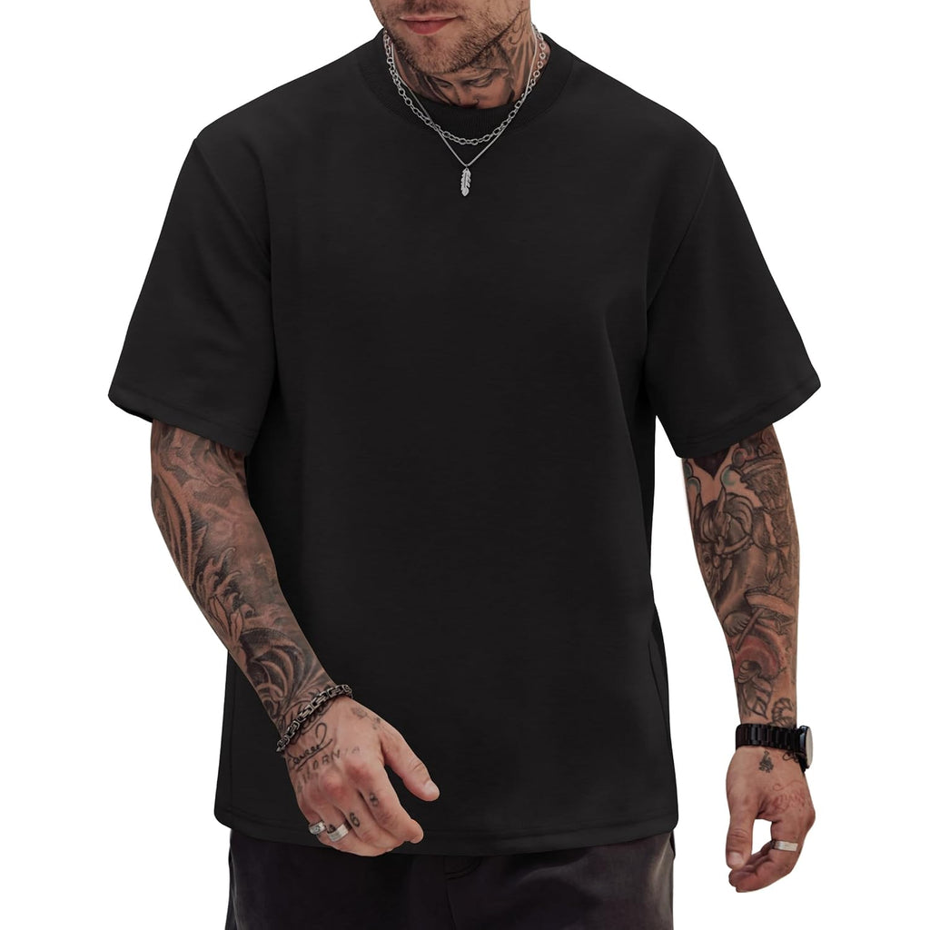 Herberton Mens Oversized T-Shirts Heavyweight Cotton Stretch Fashion Thick Tee Tops (S-3Xl)