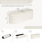 B Fsobeiialeo Ottoman With Storage For Living Room, Sherpa Folding Storage Ottoman Foot Rest, 43.3 Inches Collapsible Bedroom Bench White Cream