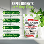 Mighty Mint Mouse Repellent Pouches – Peppermint, Castor Oil & Cinnamon Formula – Natural Indoor Deterrent For Mice And Rodents – Plant-Based, Long-Lasting Protection – 12 Count