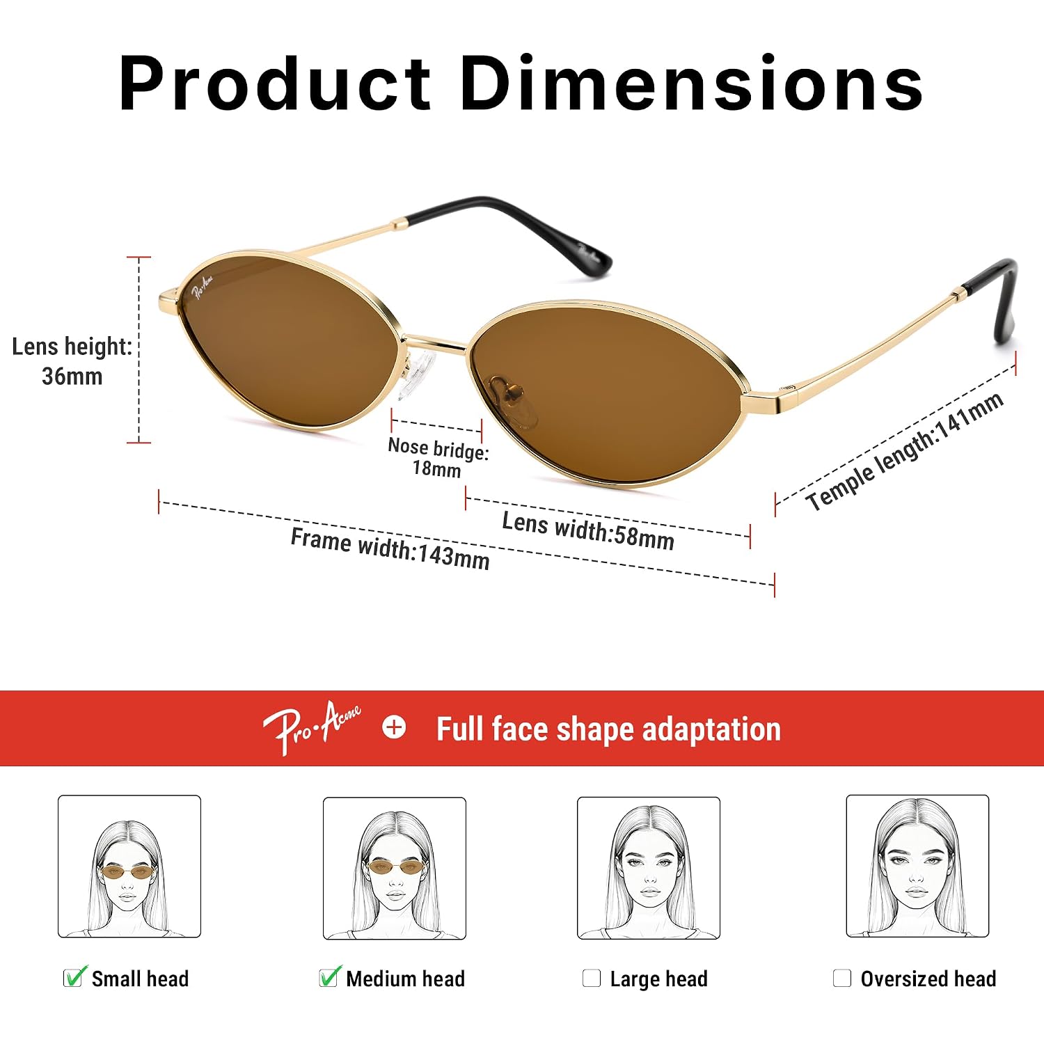 Pro Acme Retro Oval Small Cat Eye Sunglasses For Women, 90S Polarized Trendy Shades, Y2K Fashion Glasses