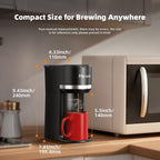 Horavie Small Single Serve Coffee Maker for K Cup and Grounds, Fast Brew One Cup Coffee Machine with One Button, 6 to 12 oz. Brew Sizes, Perfect for Home and Travel, Black