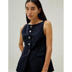 Lilysilk Women 100% Silk Blazer Vest Business Boatneck Button Slim Fit Silk Top Coat For Ladies Outwear Work