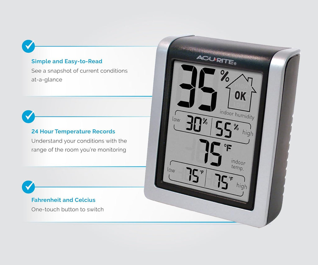 Acurite Digital Indoor Thermometer And Hygrometer, Classic
