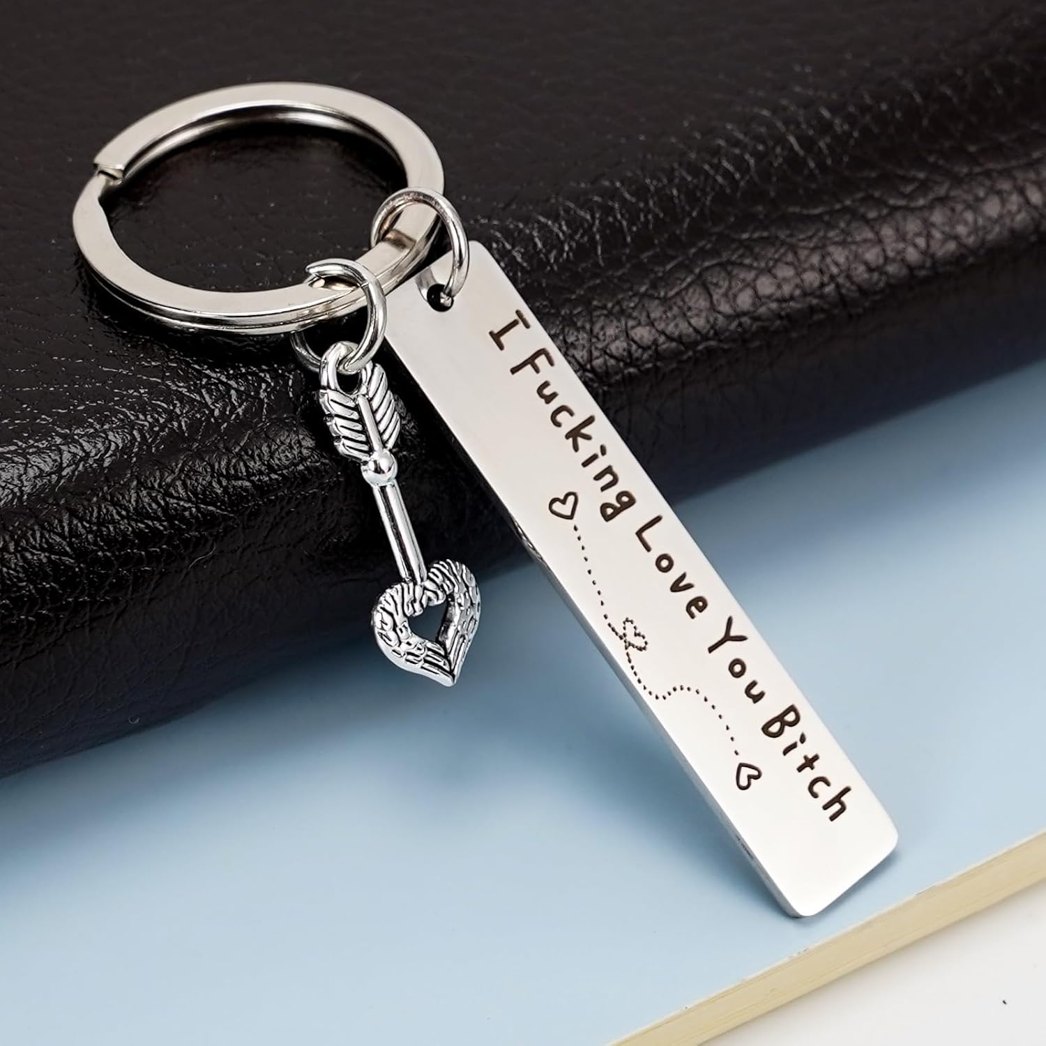 Teniinet Best Friend Keychain for Women, Stainless Steel Key Chain Engrave I Fking Love You Bith Birthday Christmas Friendship Gift for Bestie Best Friends Female Bff