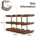 Countertop Wine Rack - 12 Bottle Freestanding Wine Bottle Holder Stand - 3 Tier Wooden Wine Storage Rack - Walnut Wavy Wine Organizer For Cabinet Pantry Home Kitchen Bar