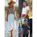 T Shirts Short Sleeve V Neck Tees for Women Fashion Tops Trendy Lightweight Casual Summer Outfits Clothes 2026 Beach