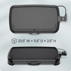 Chefman XL Electric Griddle with Removable Temperature Control, Immersible Flat Top Grill, Burger, Eggs, Pancake Griddle, Nonstick Extra Large Cooking Surface, Slide Out Drip Tray, 10 x 20 Inch
