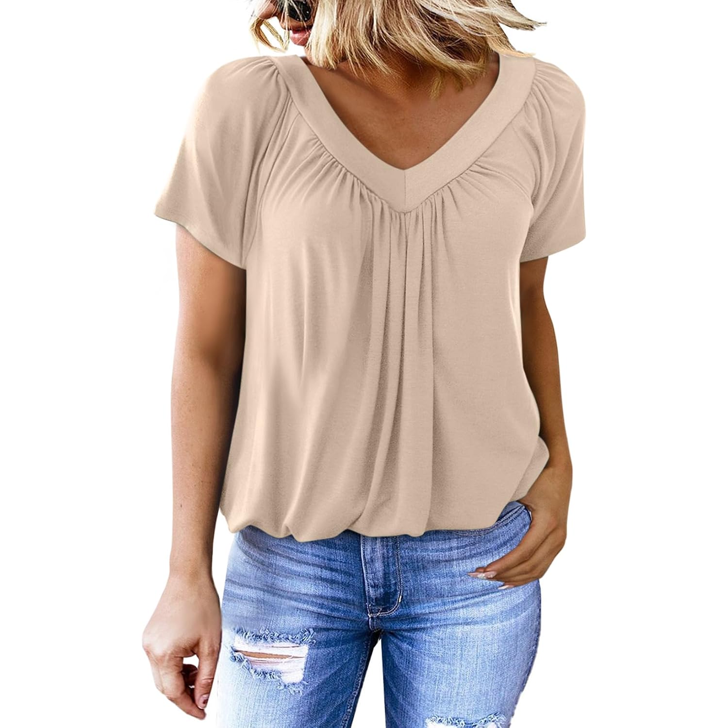 Dokotoo Women'S Casual Summer T Shirts Short Sleeve V Neck Tops Tshirts