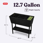 Keter Urban Bloomer 12.7 Gallon Raised Garden Bed And Outdoor Herb Garden Planter With Self Watering Gauge And Drainage Plug, Dark Grey