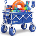 Sekey Heavy Duty Beach Wagon With 9" Big Sand-Proof Wheels – 600Lb Capacity, 200L Oversized Foldable Cart | Adjustable Handle & All-Terrain Tires For Sand, Camping