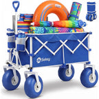Sekey Heavy Duty Beach Wagon With 9" Big Sand-Proof Wheels – 600Lb Capacity, 200L Oversized Foldable Cart | Adjustable Handle & All-Terrain Tires For Sand, Camping