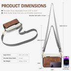 Bostanten Crossbody Purse For Women Triple Zip Cell Phone Leather Handbag With Colored Shoulder Strap
