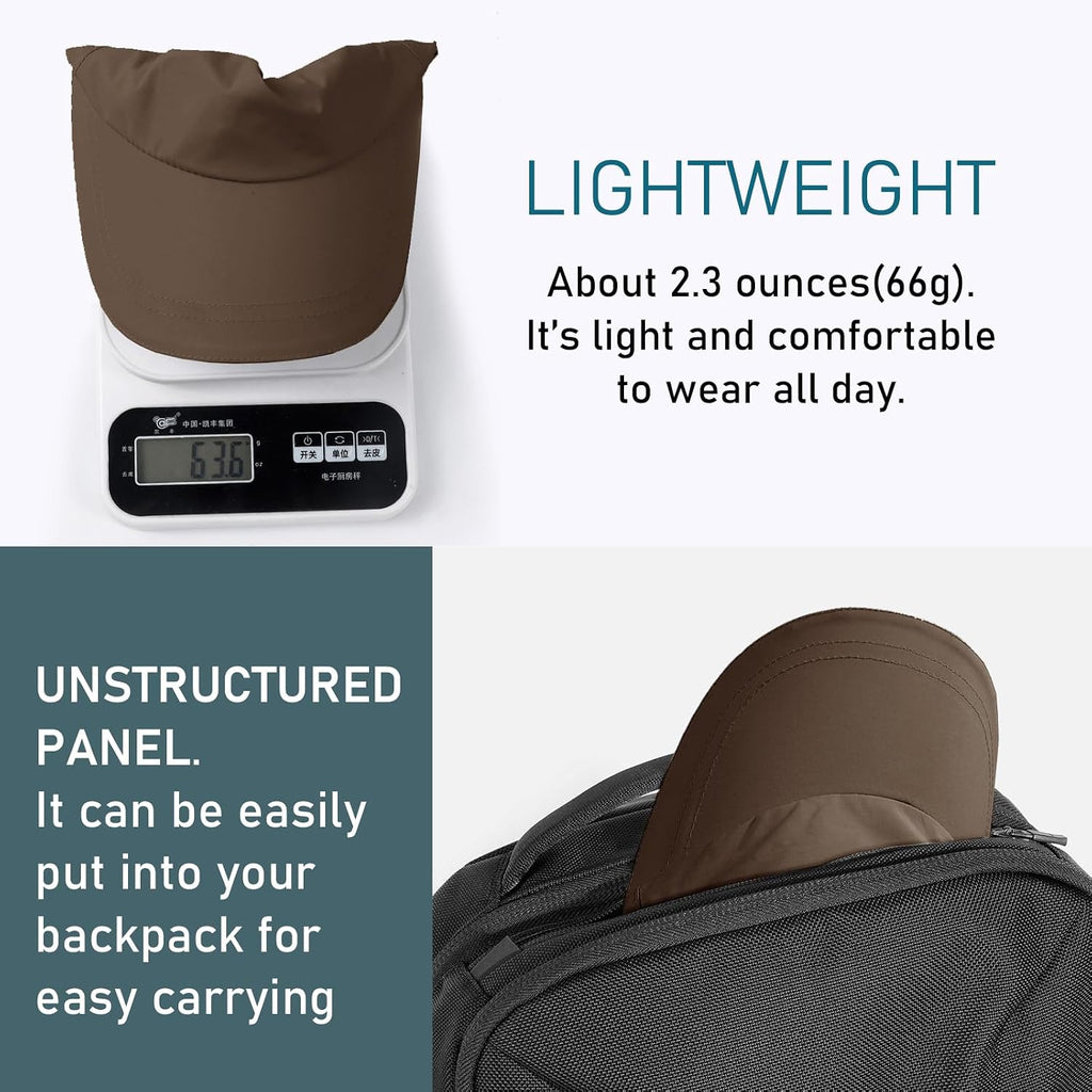 Mens Waterproof Baseball Cap UPF 50+ Sun Protection Windproof Breathable Unisex Quick Dry Outdoor Rain Hat Coffee