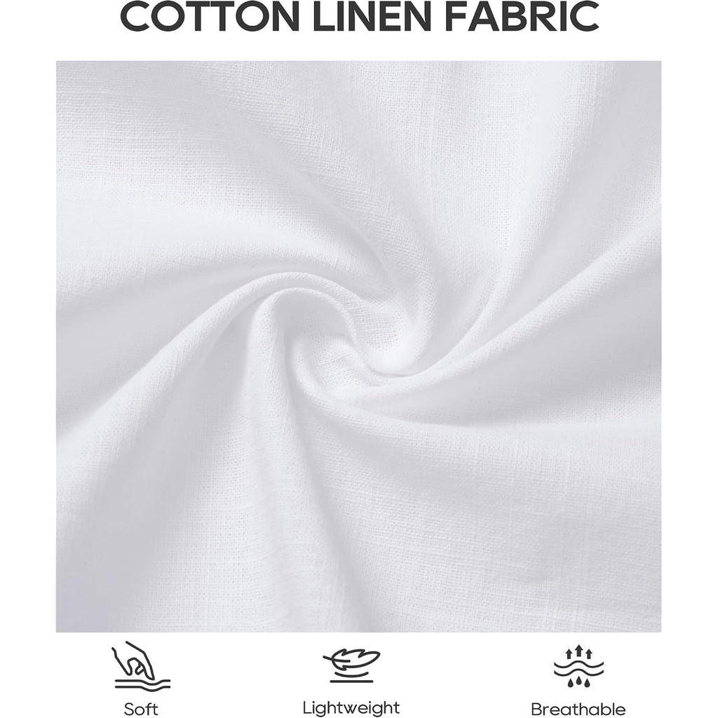 Mens Linen Textured Shirt Cotton Short Sleeve Summer Button Down Shirts | 100% Cotton, Linen-Look Texture, Casual Wear, Breathable Feel, Lightweight, Untucked, Regular Fit, Beach, Vacation, Resort