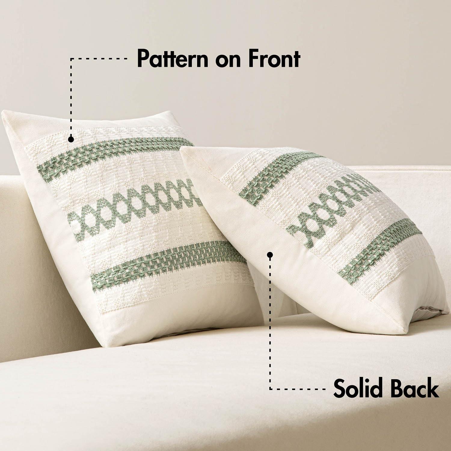 Miulee Set Of 2 Sage Green Boho Decorative Pillow Covers 18X18 Inch | Farmhouse Couch Throw Pillows Modern Summer Cotton Cushion Covers Macrame Woven Spring Decor For Bed Sofa Chair