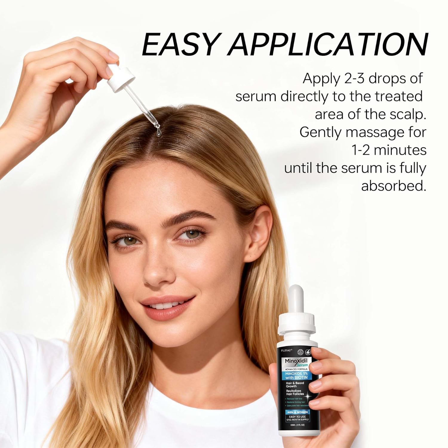 5% Minoxidil for Men, Minoxidil for Women Hair Growth Treatment, Beard Growth Serum, Biotin & Castor Oil Enriched,Strengthens Weak Roots, Repairs Thinning Hair (120ml)