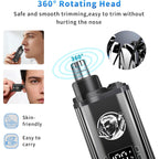 Pebsoa® Professional Men'S Hair Trimmer Set, Cordless Hair Clippers For Men, Includes A T-Shaped Trimmer And A Nose Hair Trimmer,Lcd Battery Level Display（Black）