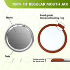 Canning Lids And Rings Regular Mouth, 24Pcs Split Type Metal Mason Jar Lids With Bands For Regular Mouth Ball, Kerr Jars - Food Grade With Silicone Airtight Seal Small Canning Lids (70Mm)