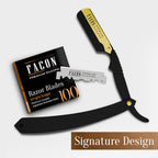 Facón Straight Razors for Men - Professional Barber Straight Edge Razor Kit with 100 Blades, Classic Stainless Steel Barbero Shaver for a Smooth & Precise Shave, Premium Barber Razor for Men's Shaving
