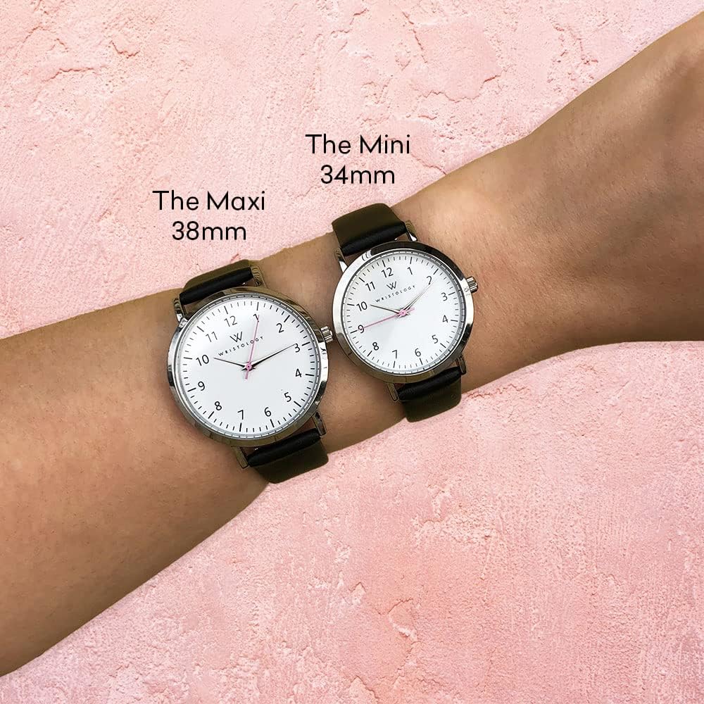 Maxi Numbers Womens Watch - Interchangeable Genuine Leather Band - Large Easy To Read Nurse Watch With Second Hand For Women, Nurses, Teachers, Moms Olivia