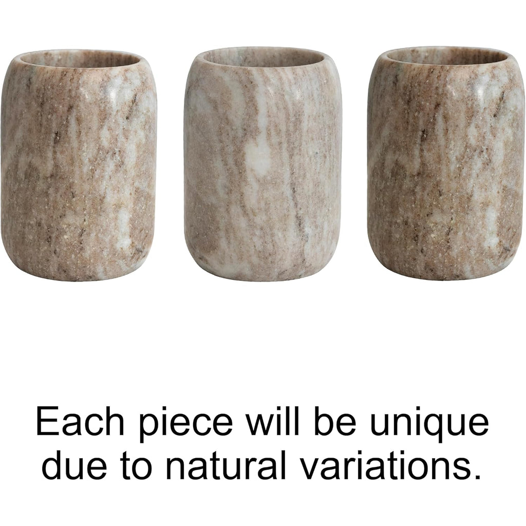 Creative Co-Op Modern Marble Bottle Holder, White Crock, Natural
