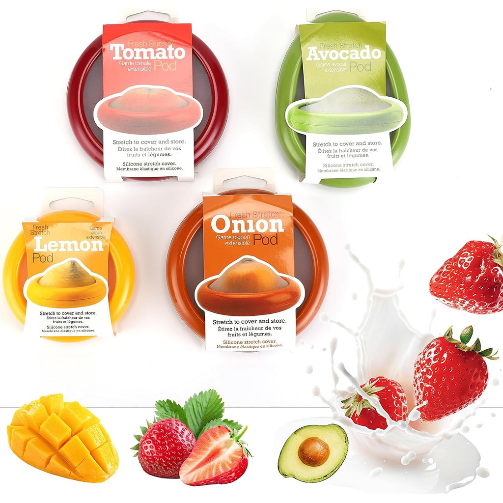Winb Set Of 4 Reusable Fruit And Veggie Savers - Ideal For Avocados, Tomatoes, Apples, Garlic, Onions, And More