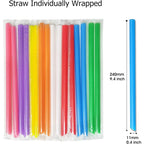 100 Pcs Jumbo Smoothie Straws Boba Straws,Individually Wrapped Multi Colors Disposable Plastic Large Wide-Mouthed Milkshake Bubble Tea Drinking Straw(0.43" Diameter And 9.45" Long)