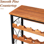 48 Bottle Wine Rack Freestanding Floor With Wood Top,8-Tier Wine Storage Shelf With Serving Station, Wine Holder For Kitchen, Bar, Dining Room, Home Bar Cabinet For Wine Bottles, No Wobble