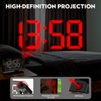 Digital Clock,Alarm Clock Bedside With Projection,7.3" Mirror Clock With 180°Rotating Projector,Dual Alarm With 3 Mode,Brightnee Adjust,Dst,Snooze,Charging Port,5 Levels Volume For Desk Teens