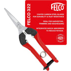 Felco F322 Pruning Snips – 9.84" Garden Clippers With Curved Blade & Rounded Tip | Pruning Shears For Gardening | Garden Snips And Pruners With Carbon Steel Blade, Sap Groove