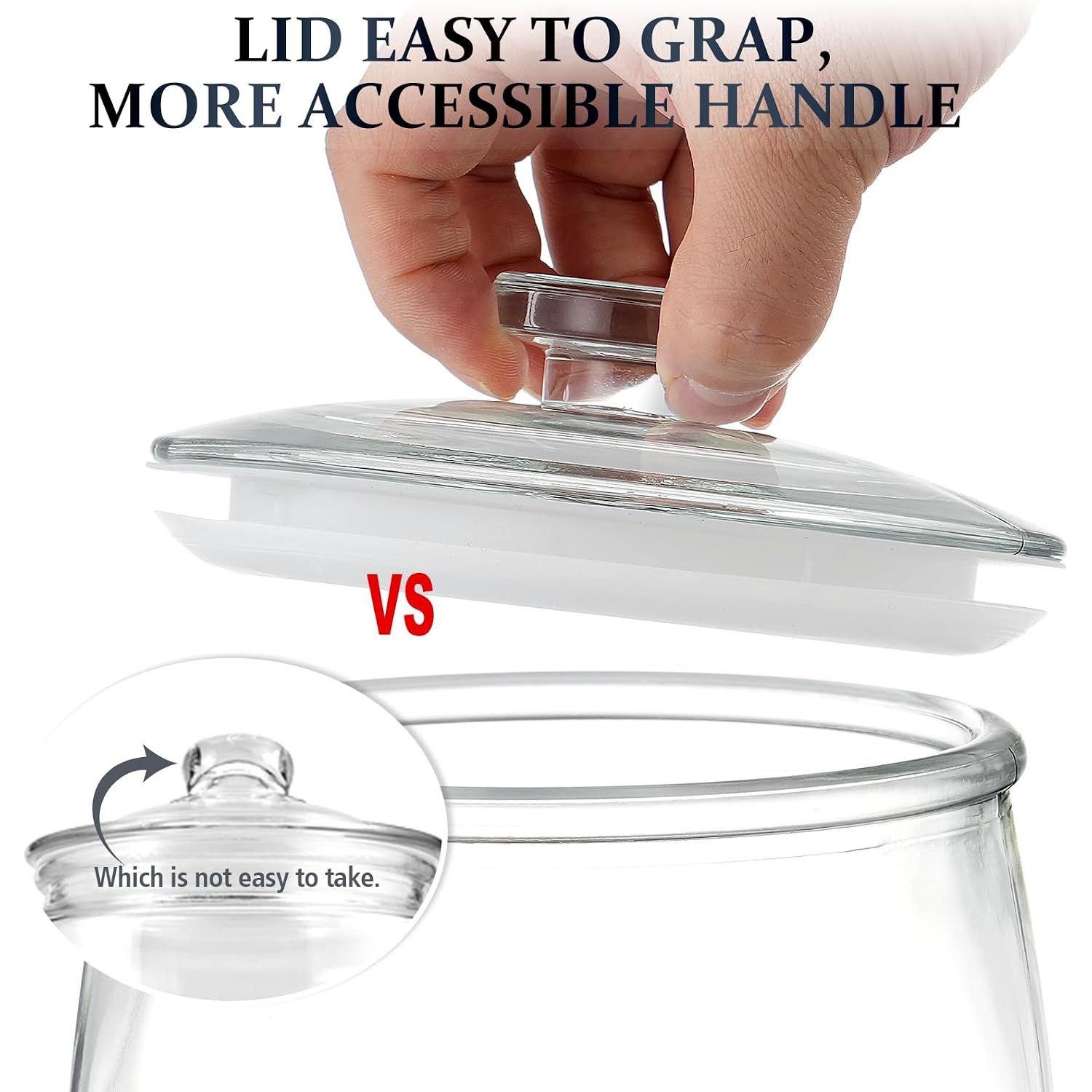 Wide Mouth Apothecary Jar With Lid, 0.5 Gallon Glass Jar For Kitchen Storage And Laundry Room Organization, 72 Oz Clear Glass Container For Cookie, Candy, Sugar, Flour, Nuts