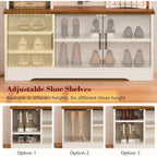 Cszzd Hall Tree With Bench And Shoe Storage, Farmhouse Entryway Bench With Coat Racks And Led Lights, Tall Hall Tree With 7 Coat Hooks, 6 Storage Cubbies, Adjustable Shelf
