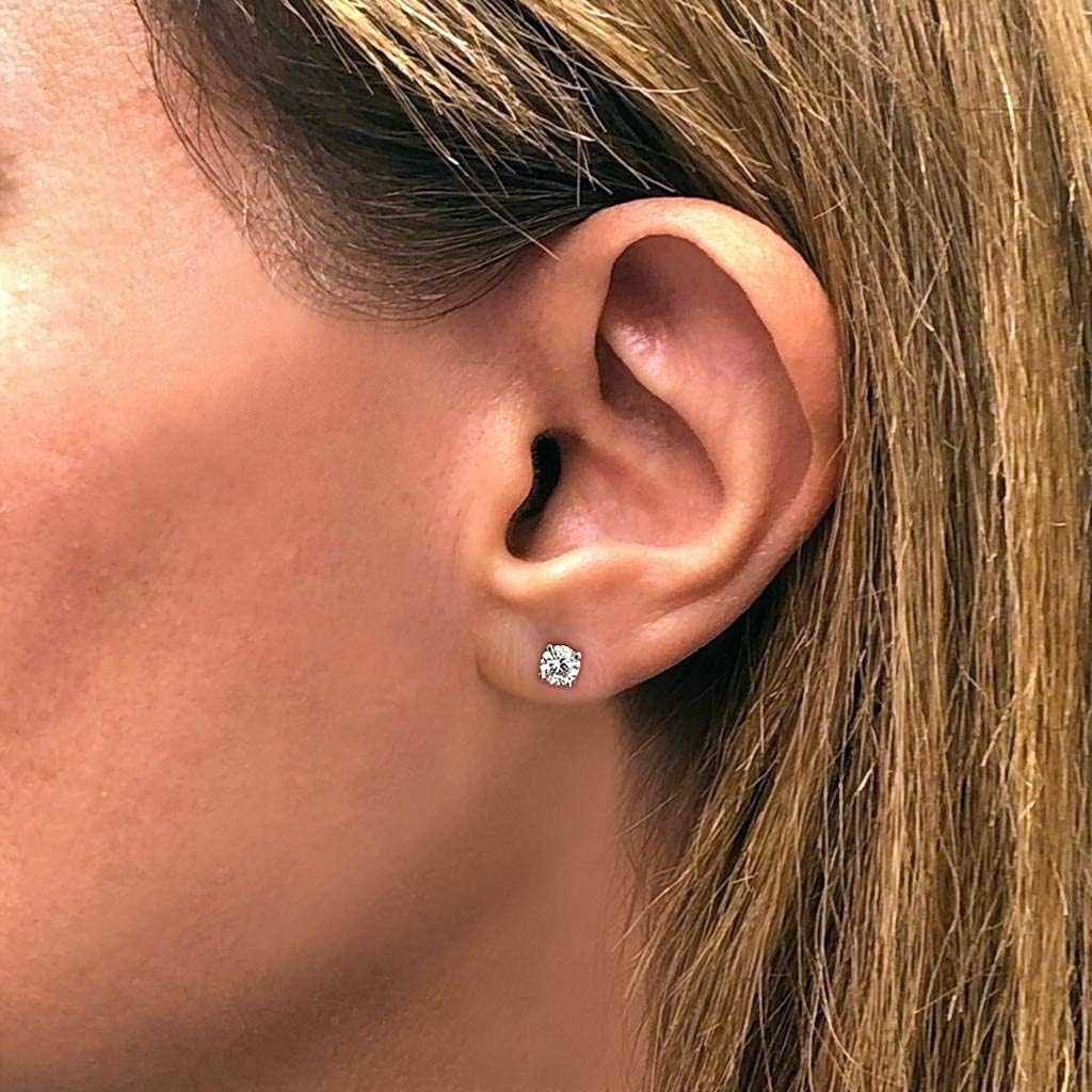 1/3 to 10 Carat D-E Color and VS1-VS2 Clarity Lab Grown Diamond Round Stud Earrings for Women I 14k White Gold Earrings for Her cttw 4-Prong Set Secure Screw Back Made in USA by Beverly Hills Jewelers