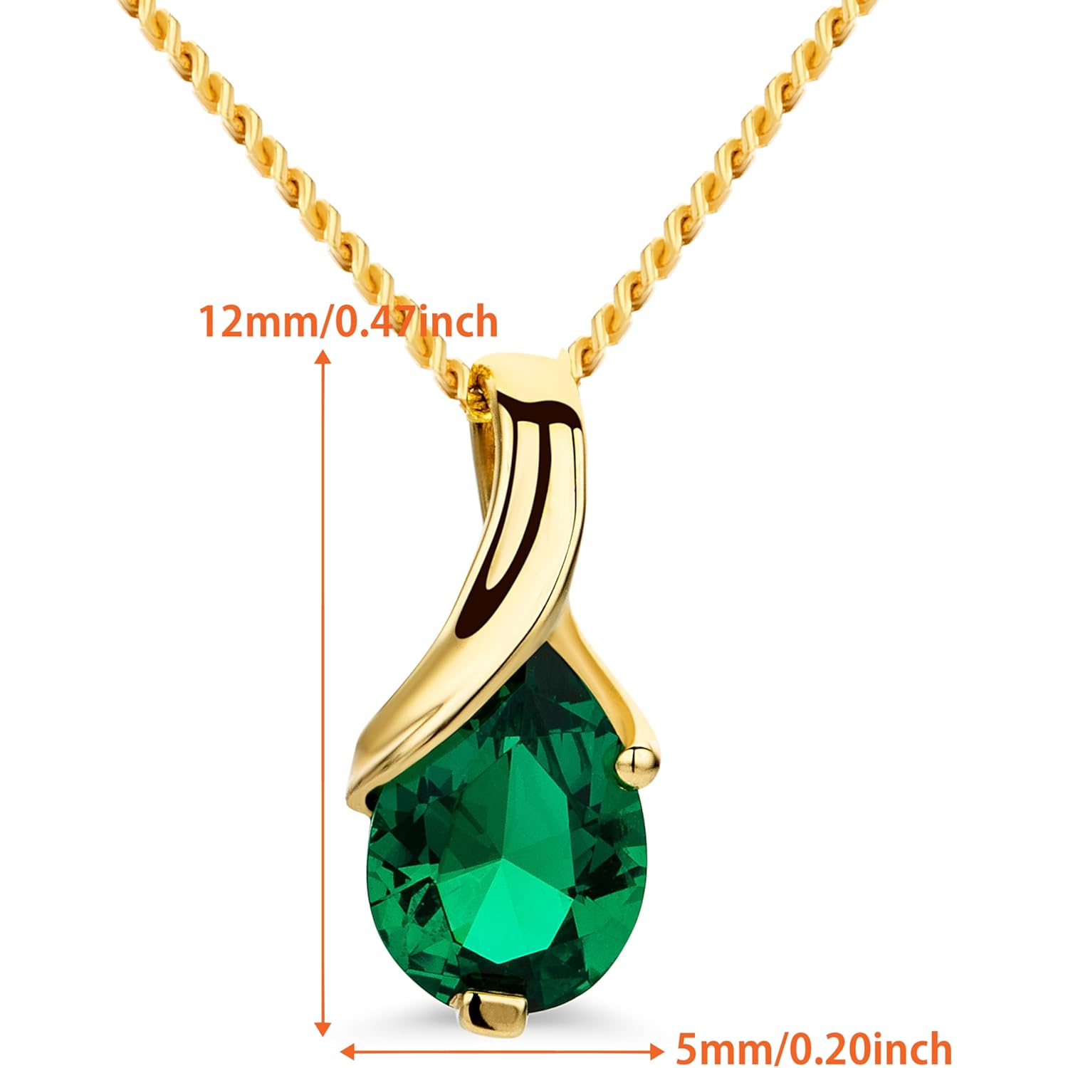 Orovi 14K Gold Necklace for Women in 14K Yellow Gold/White Gold 585 with Ruby/Sapphire/Emerald/Topaz/Amethyst Gemstone/Birthstone Pendant Necklace and Gold Chain 17.7 ″ Long - Women's Jewelry