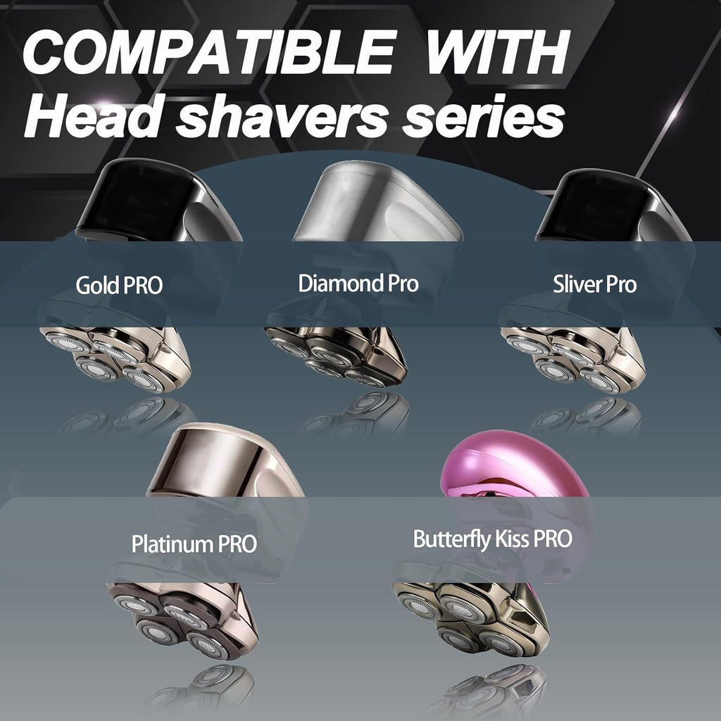 2Pack Pro 4 Shaver Replacement Heads for Skulls Pitbulls Series Gold PRO, Silver PRO, Platinum PRO, Butterfly Kiss PRO Head Shavers, Floating 4 Heads for a Fast, Close and Smooth Shave.