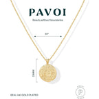 PAVOI 14K Gold Plated Engraved Coin Pendant Necklaces for Women | Byzantine Coin Pendants | Bohemian Necklace