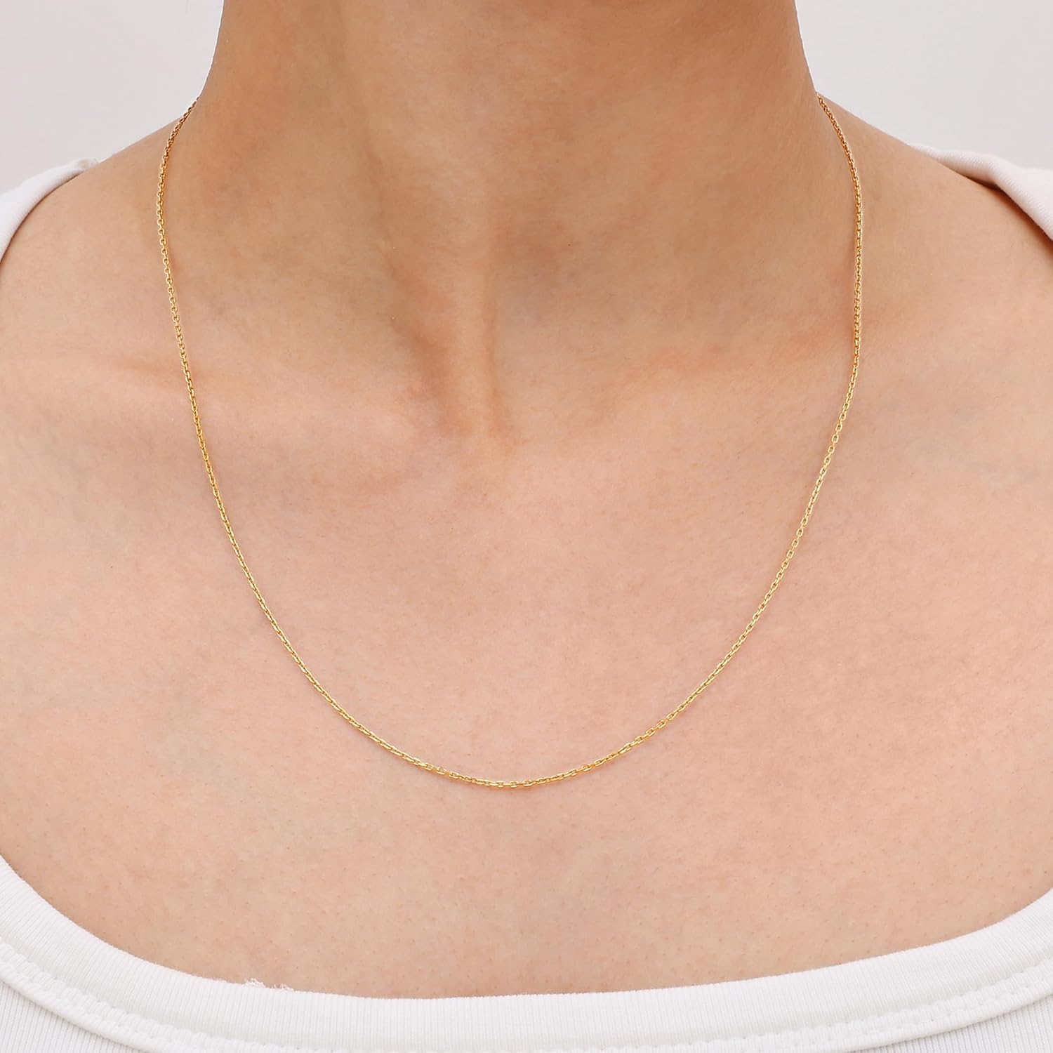 Gacimy Chain Necklace for Women, 14K Gold Plated/Silver Tone Cable Chain for Women, 1.1/1.3mm Thin Dainty Necklace Chains 16-24 Inch