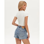 Stelle Womens Short Sleeve Crop Tops Crewneck Basic T Shirts Cute Going Out Baby Tee