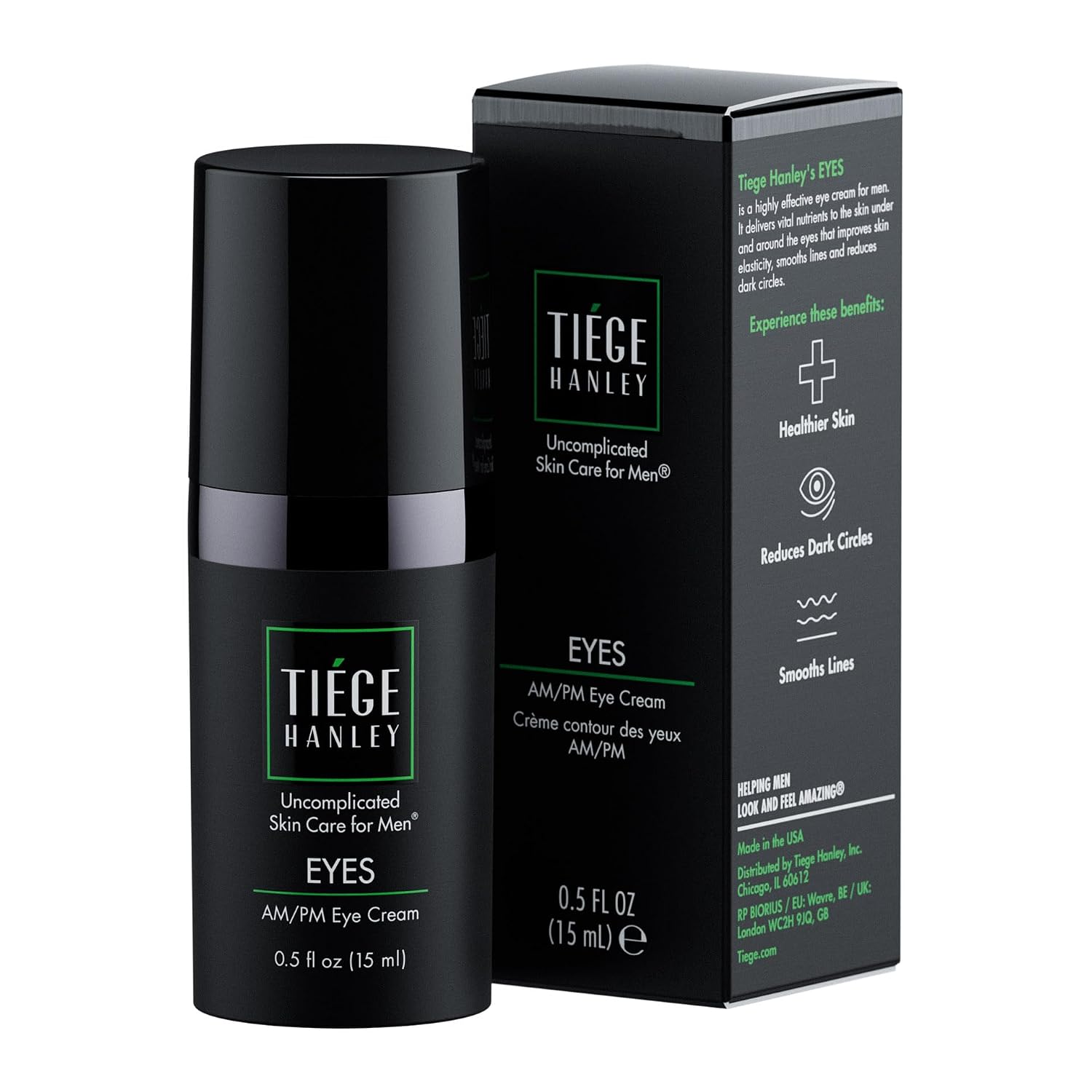 Tiege Hanley Eye Cream For Men, Morning And Night Under Eye Cream With Hyaluronic Acid And Vitamin B3, Helps Reduce The Look Of Dark Circles And Puffiness, Anti Aging Men’S Skin Care, 0.5 Oz