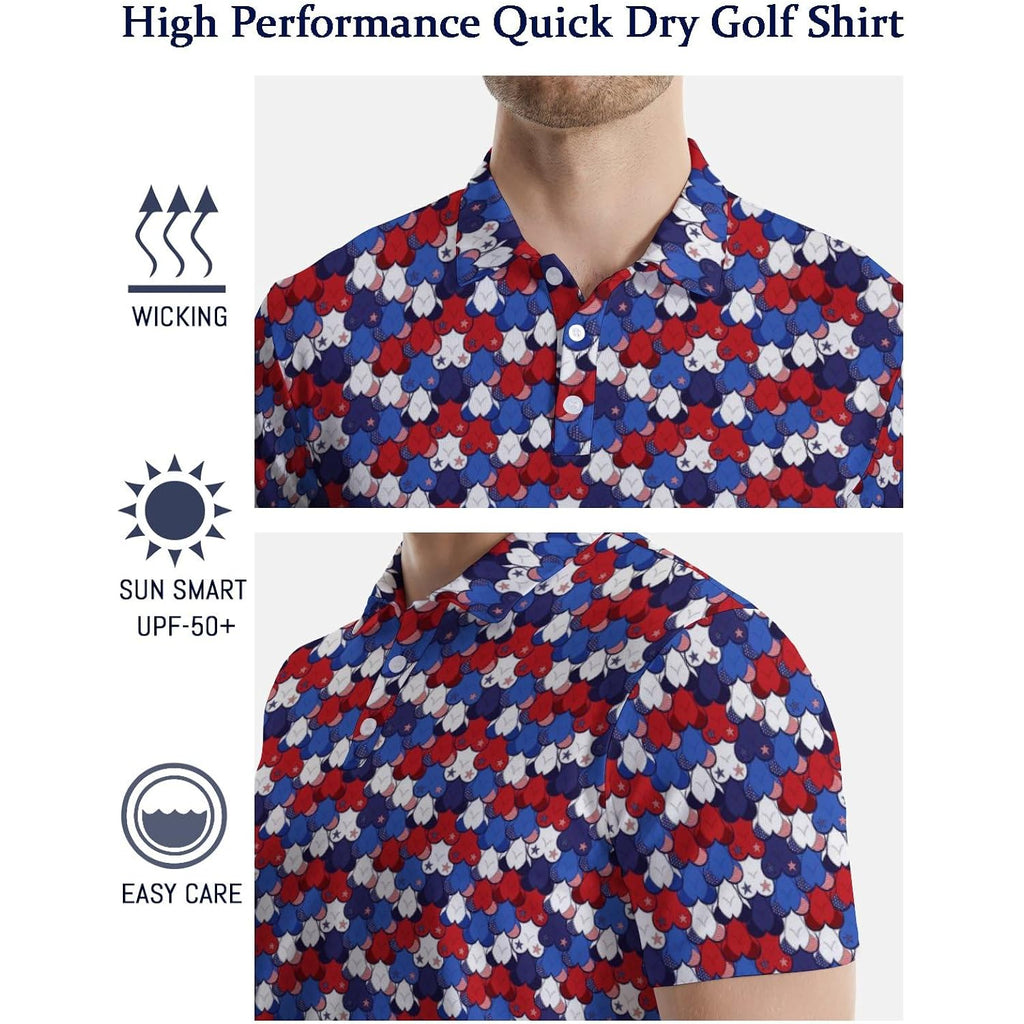 Golf Polos For Men Funny Moisture Wicking Golf Shirts Performance Quick-Dry Polo Shirts Short Sleeve