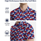 Golf Polos For Men Funny Moisture Wicking Golf Shirts Performance Quick-Dry Polo Shirts Short Sleeve