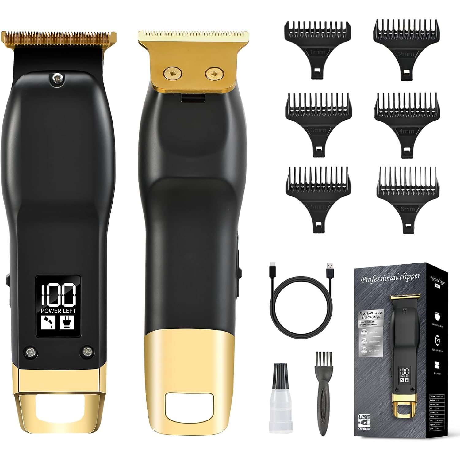 Beard Trimmer for Men - Rechargeable Men's Hair Clippers & Razor, Cordless Hair Trimmer & Shaver for Face, Neck, Groin & Manscaping, Ideal Gift for Men, Black
