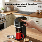 Horavie Small Single Serve Coffee Maker for K Cup and Grounds, Fast Brew One Cup Coffee Machine with One Button, 6 to 12 oz. Brew Sizes, Perfect for Home and Travel, Black