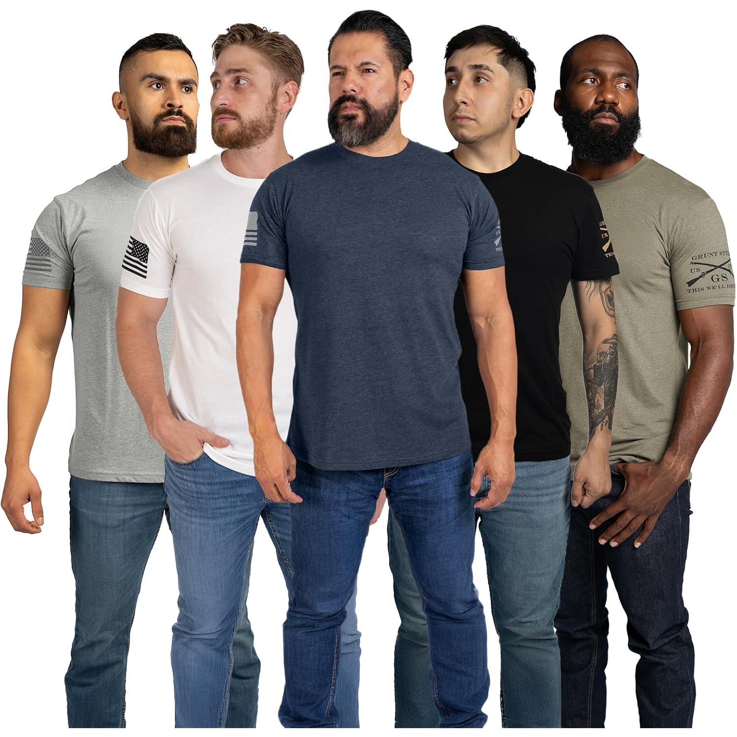 Grunt Style Basic Crew Pack - Usa, American Graphic Tee, Patriotic, Everyday, T-Shirts For Men Pack