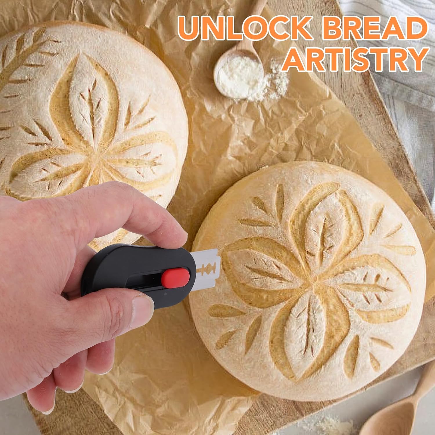 SUMAJU Magnetic Bread Lame with Extractable Blade - 20 Razor Blades,Dough Scoring Tool for Sourdough Breads baking & Bread Making Tools